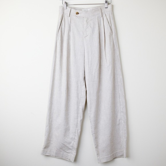 Banana Republic Pants - Banana Republic Linen Cotton Wide Leg Pants Women 2 P Beige Pleated Minimalist